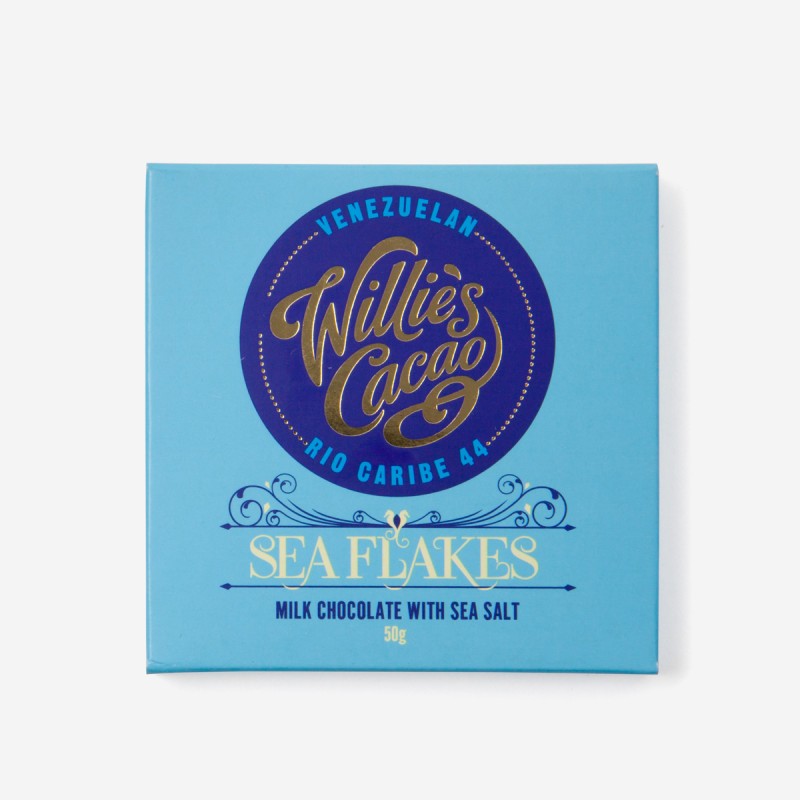 Willies Cacao Venezuelan Rio Caribe-sea Flakes Milk Chocolate 44% 50g