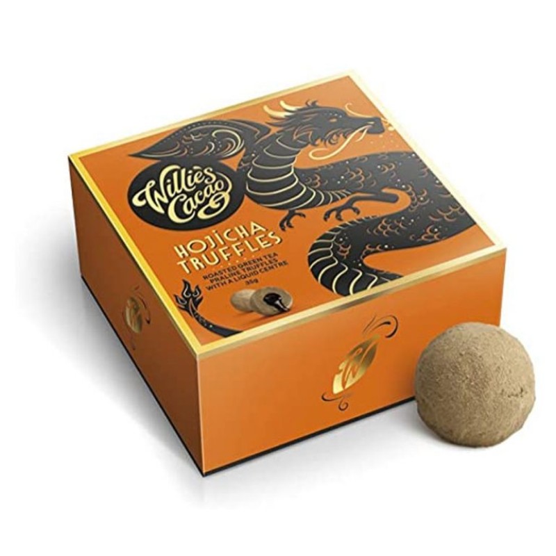 Willies Cacao Hojicha Truffles Roasted Green Tea 35g