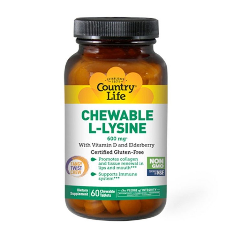 COUNTRY LIFE CHEWABLE L-LYSINE 600MG 60’S