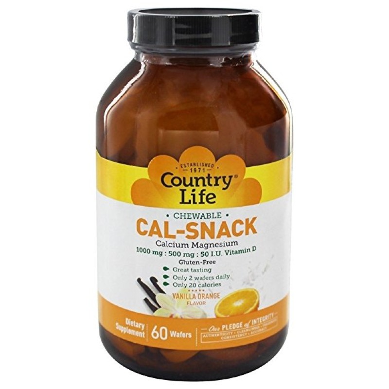 COUNTRY LIFE CAL-SNACK CHEW VANILLA ORANGE 60 WAFERS