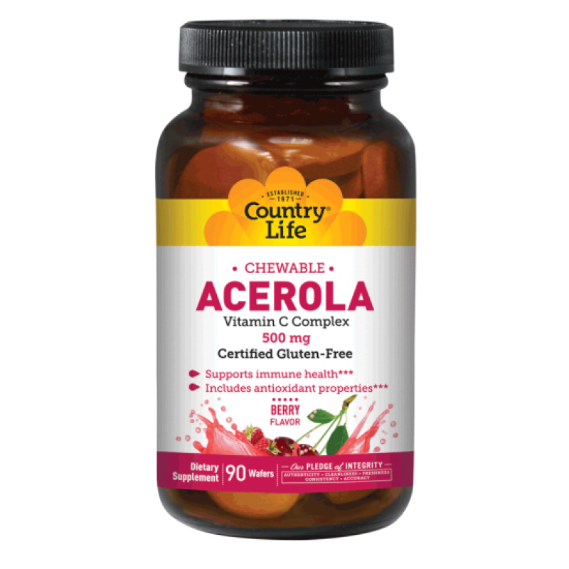 COUNTRY LIFE ACEROLA VITAMIN C COMPLEX 500MG WAFER 90 WAFERS