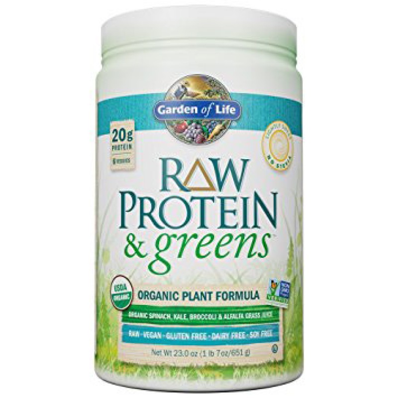 GARDEN OF LIFE ORGANIC RAW PROTEIN & GREENS NO STEVIA 651G