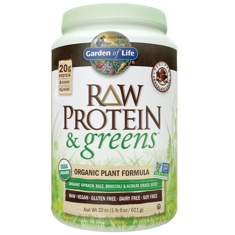 GARDEN OF LIFE ORGANIC RAW PROTEIN & GREENS CHOC CACAO FLAVOUR 611G