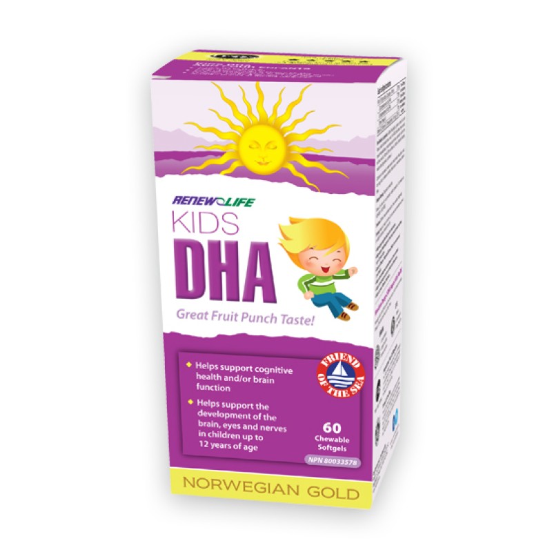 RENEW LIFE NORWEGIAN GOLD OMEGA 3 KIDS DHA 60’S