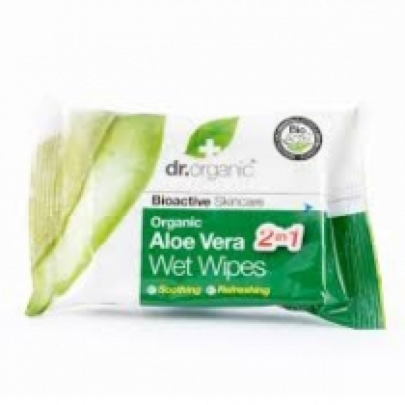 DR ORGANIC ALOE VERA WET WIPES 2 IN 1