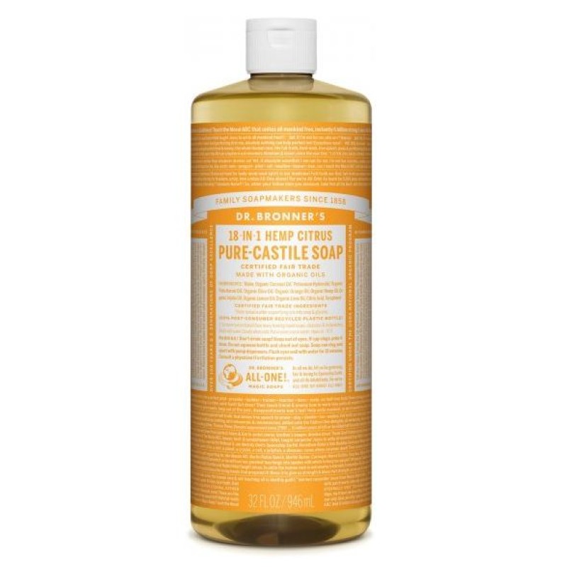 DR BRONNER'S 18 IN 1 HEMP CITRUS PURE CASTILE LIQUID SOAP 946ML