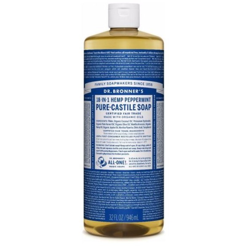 DR BRONNER'S 18 IN 1 HEMP PEPPERMINT PURE CASTILE LIQUID SOAP 946ML