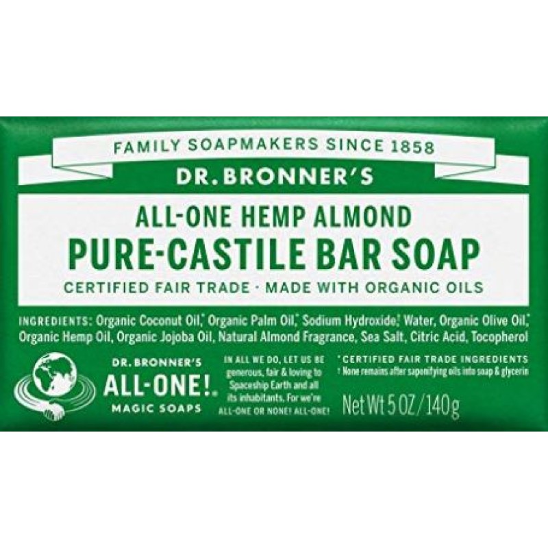 DR BRONNER'S ALL IN ONE HEMP ALMOND PURE CASTILE BAR SOAP 140G