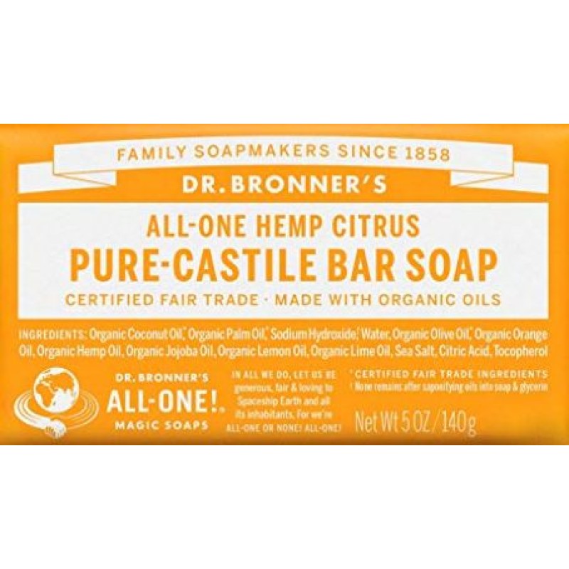 DR BRONNER'S ALL IN ONE HEMP CITRUS PURE CASTILE BAR SOAP 140G