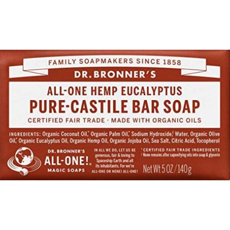 DR BRONNER'S ALL IN ONE HEMP EUCALYPTUS PURE CASTILE BAR SOAP 140G