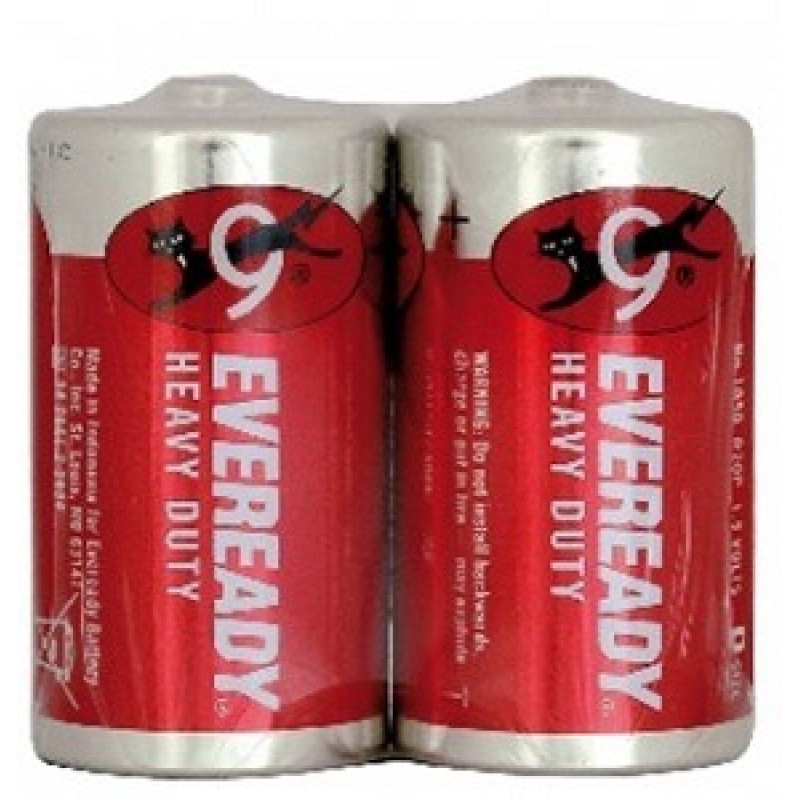 EVEREADY HEAVY DUTY RED D2 BATTERY 2PCS