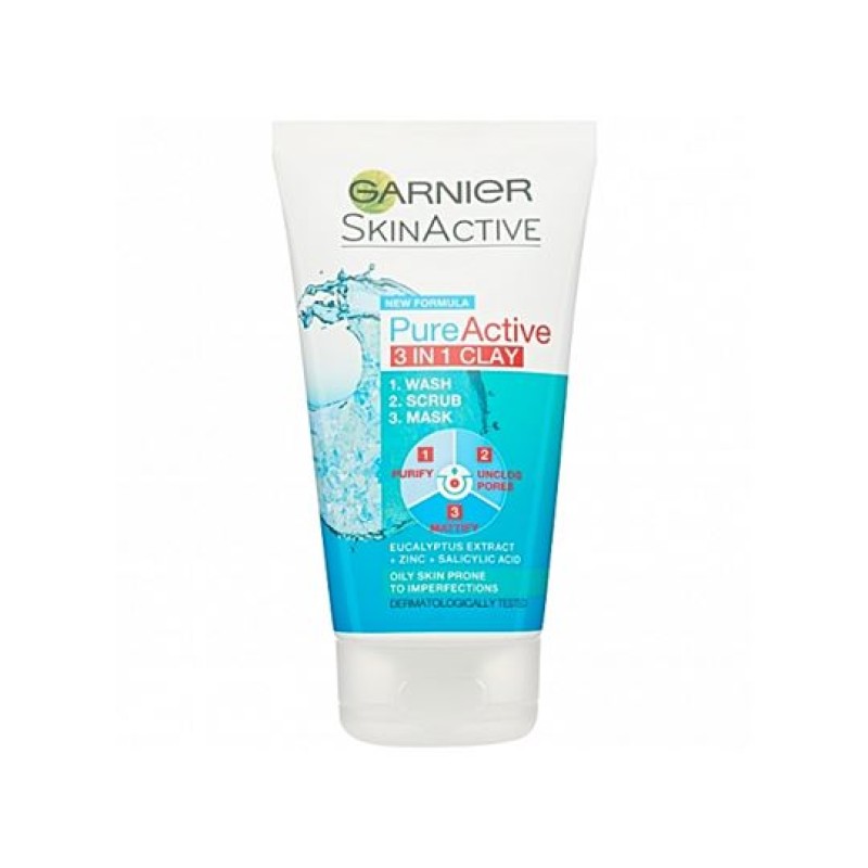 GARNIER PURE ACTIVE 3 IN 1 WASH SCRUB AND MASK 150 ML