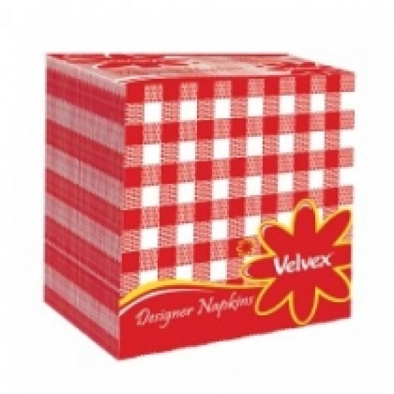 VELVEX NAPKINS RED 100S