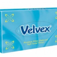 VELVEX EMBOSSED FACIAL TISSUE WHITE BLUE BOX 80S