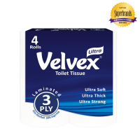 VELVEX TOILET TISSUE 3-PLY, 4PACK UNWRAPPED 