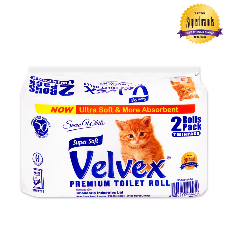 VELVEX WHITE TOILET TISSUE TWIN PACK