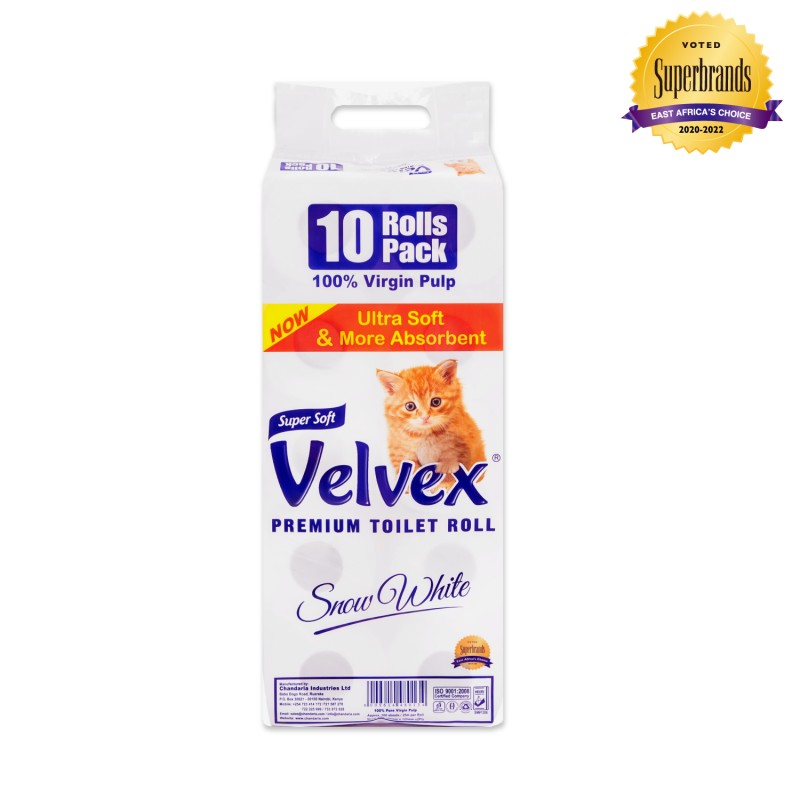 VELVEX WHITE TOILET TISSUE 10PACK UNWRAPPED