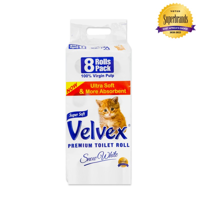 VELVEX WHITE TOILET TISSUE 8PACK UNWRAPPED