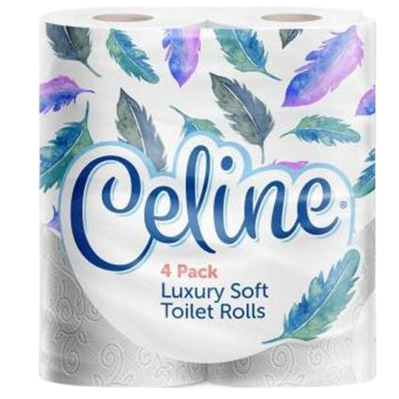 CELINE LUXURY SOFT  2 PLY WHITE TOILET TISSUE - 4 PACK