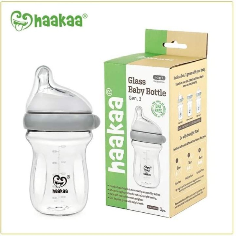 HAAKAA GENERATION 3 GLASS BABY BOTTLE 160ML