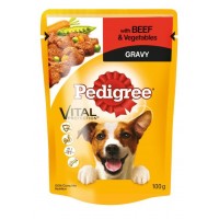 PEDIGREE POUCH BEEF AND VEGETABLE IN GRAVY DOG FOOD 100G