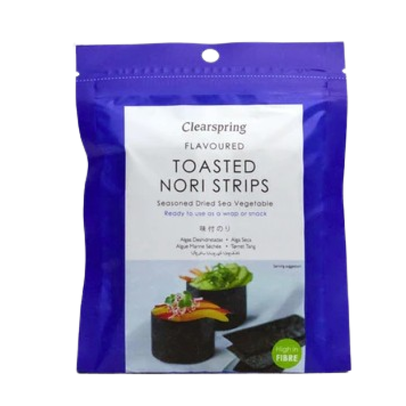 CLEARSPRING FLAVOURED TOASTED NORI STRIPS SEASONED DRIED SEA VEGETABLE 13.5G