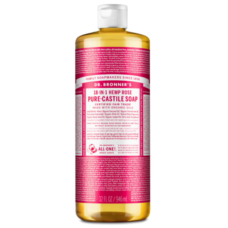 DR BRONNER'S PURE CASTILE HEMP ROSE LIQUID SOAP 946ML