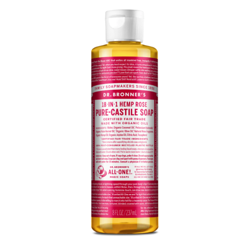 DR BRONNER'S ROSE PURE CASTILE LIQUID SOAP 237ML