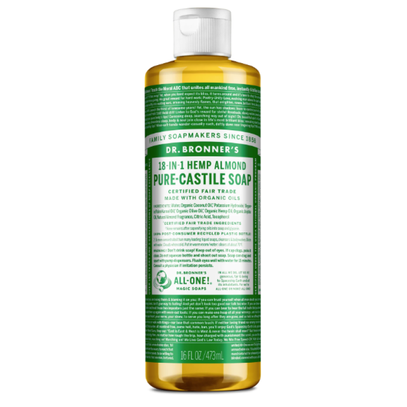 DR BRONNER'S ALMOND PURE CASTILE LIQUID SOAP 473ML