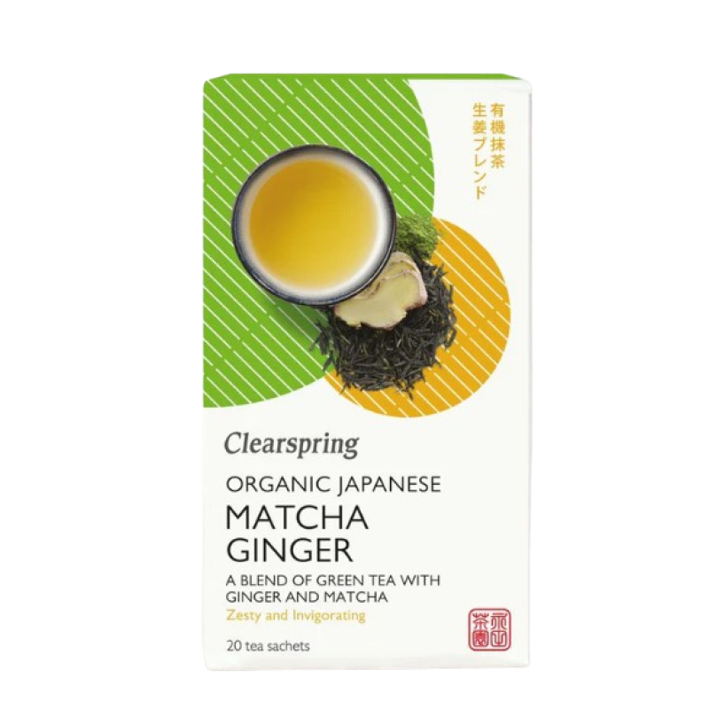 CLEARSPRING ORGANIC MATCHA GINGER GREEN TEA BLEND 20 SACHETS