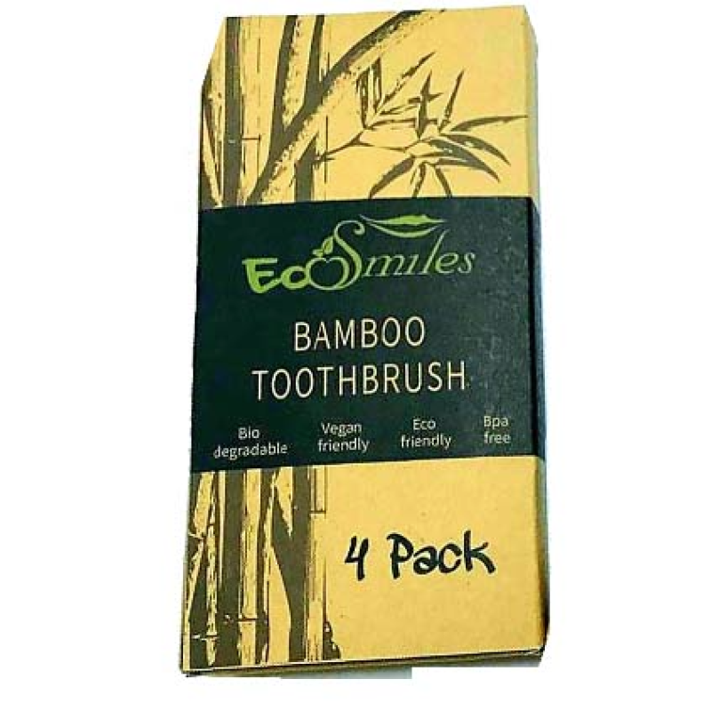 ECOSMILES BAMBOO TOOTHBRUSH PACK 4’S
