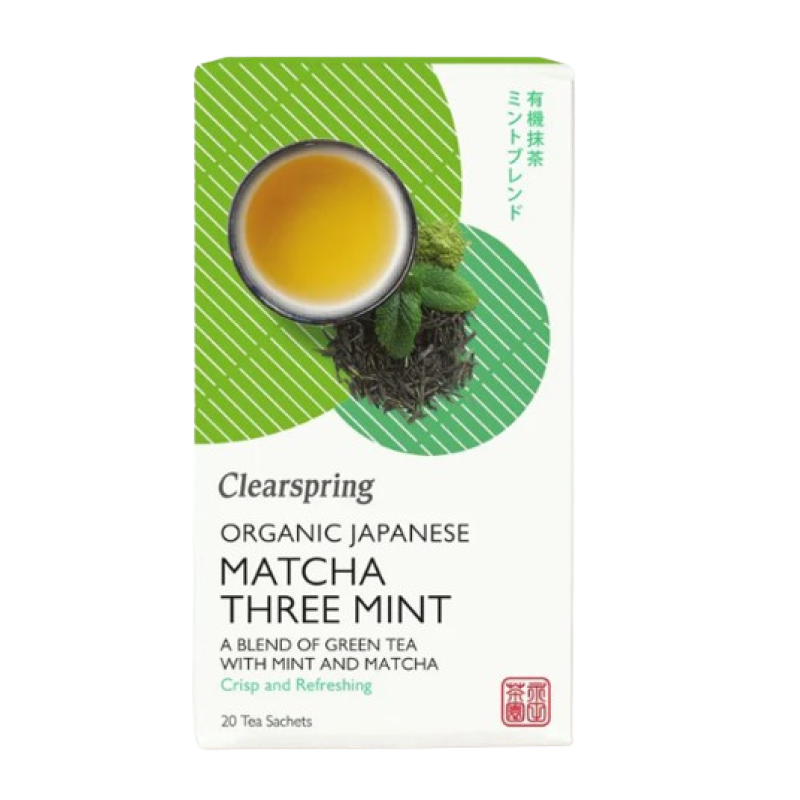 CLEARSPRING ORGANIC MATCHA THREE MINT BLEND GREEN TEA 20 SACHETS 