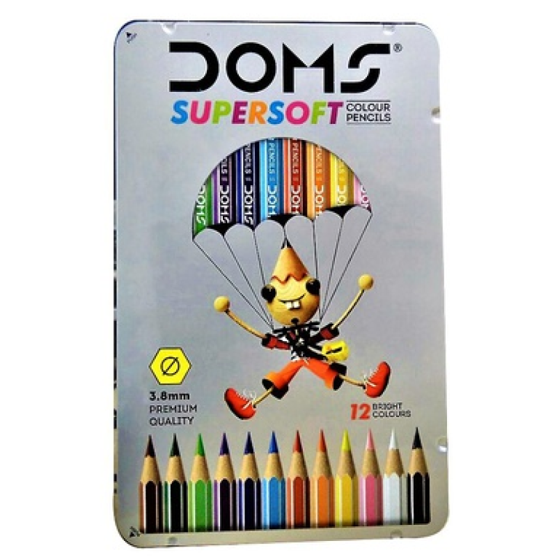 DOMS COLOUR PENCILS SUPERSOFT 12S TIN SET