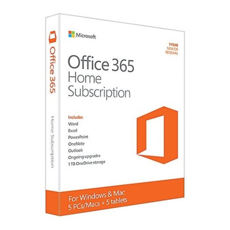 MICROSOFT OFFICE 365 HOME SUBSCRIPTION - 5 USERS - 1YR SUBSCRIPTION