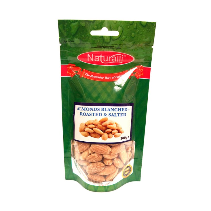 NATURALLI BLANCHED ALMONDS – ROASTED & SALTED 100GM