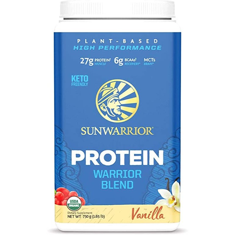 SUNWARRIOR WARRIOR BLEND PROTEIN, ORGANIC PLANT-BASED, VANILLA, 1.65 LB (750 G)