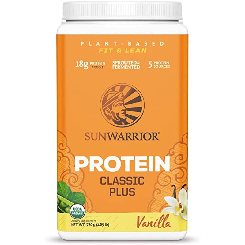 SUNWARRIOR CLASSIC PLUS ORGANIC VEGAN PROTEIN POWDER WITH BCAAS AND PEA PROTEIN (VANILLA, 30 SERVINGS)