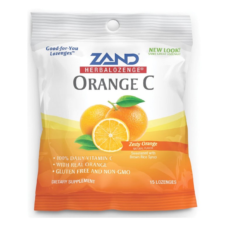 ZAND ORGANIC HERBALOZENGE VIT C ZESTY ORANGE 15 LOZENGES