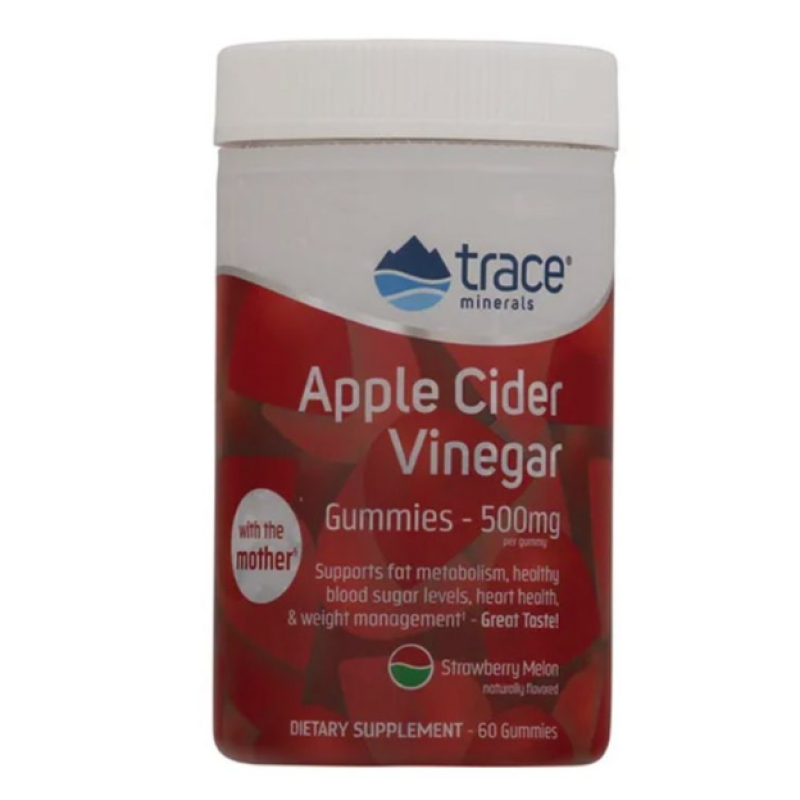 TRACE MINERALS APPLE CIDER VINEGAR GUMMIES 500 MG STRAWBERRY MELON 60S