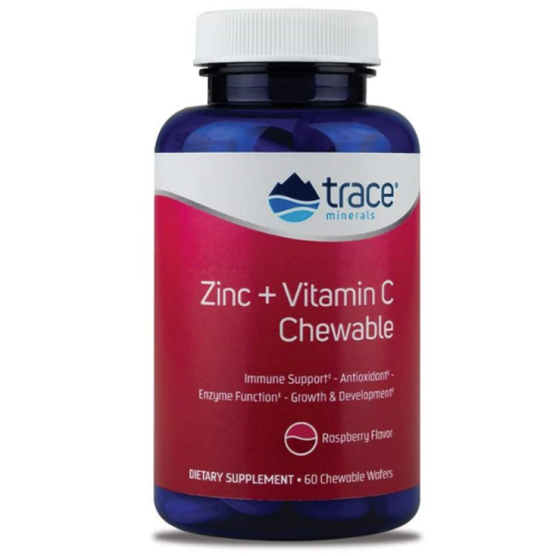 TRACE MINERALS ZINC + VIT C CHEWABLE RASPBERRY 60S