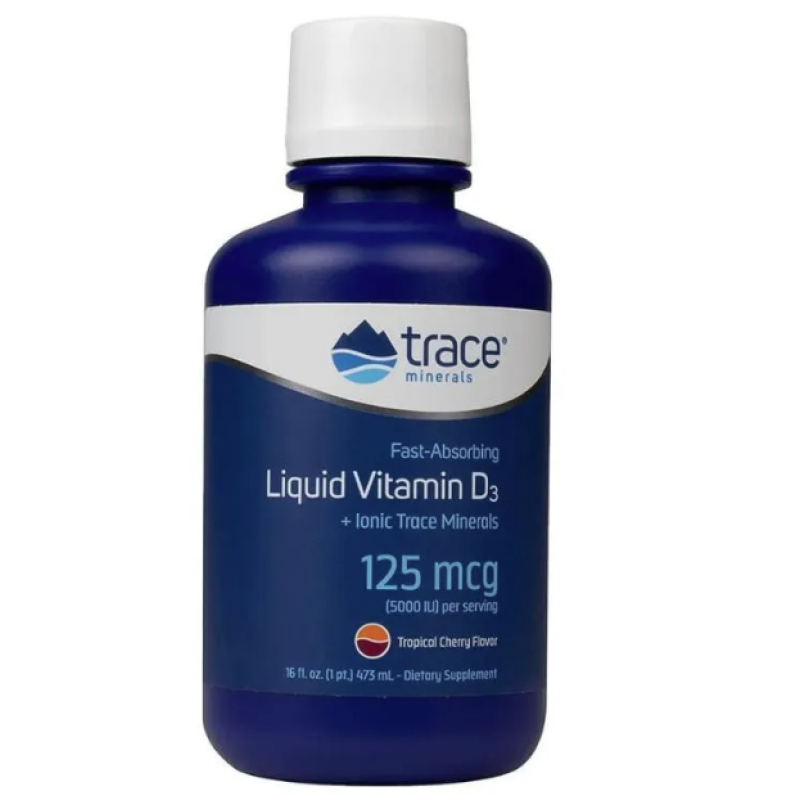 TRACE MINERALS FAST ABSORBING LIQUID VIT D3 125 MCG TROPICAL CHERRY (16FL)473ML