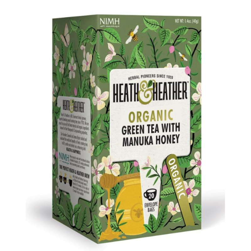 HEATH AND HEATHER ORGANIC GREEN TEA & MANUKA HONEY 20'S