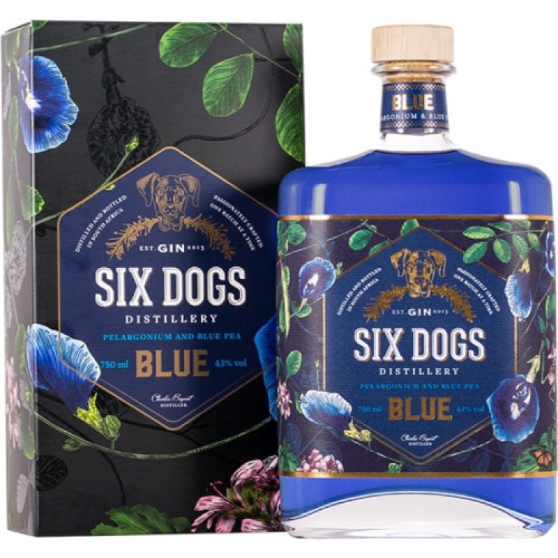 SIX DOGS BLUE GIN 750ML