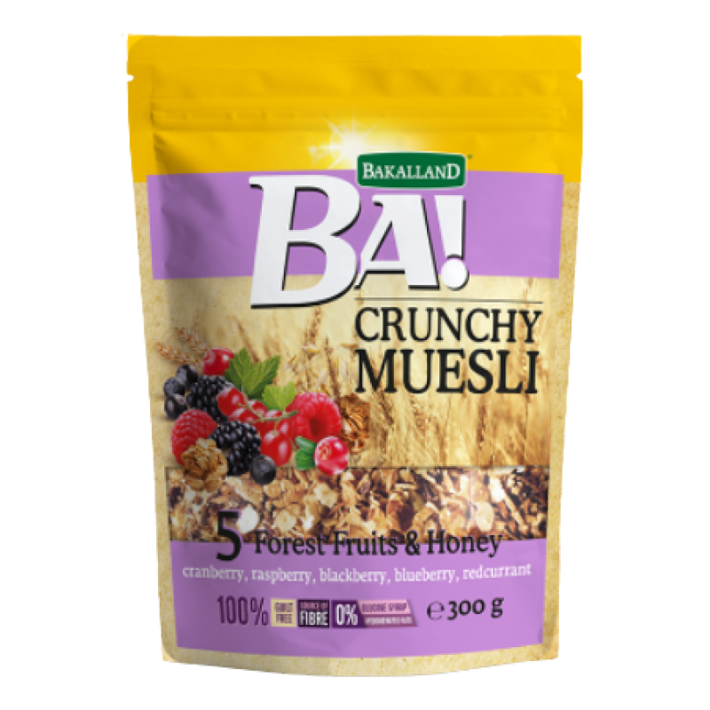 BAKALLAND BA 5 FOREST FRUITS CRUNCH MUESLI WITH HONEY 300G