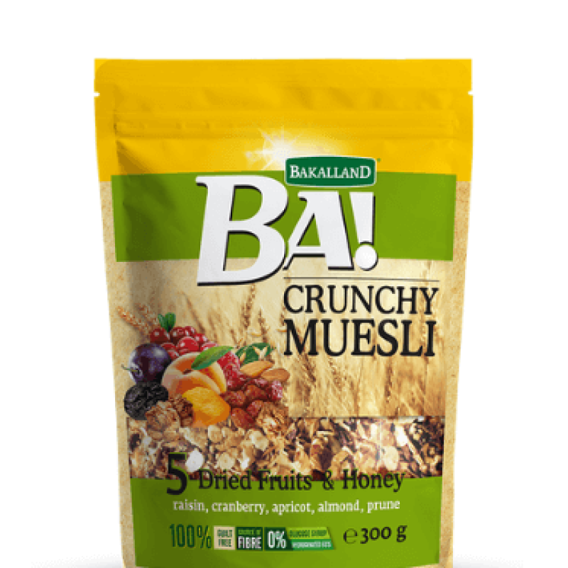 BAKALLAND BA DRIED FRUITS CRUNCH MUESLI WITH HONEY 300G