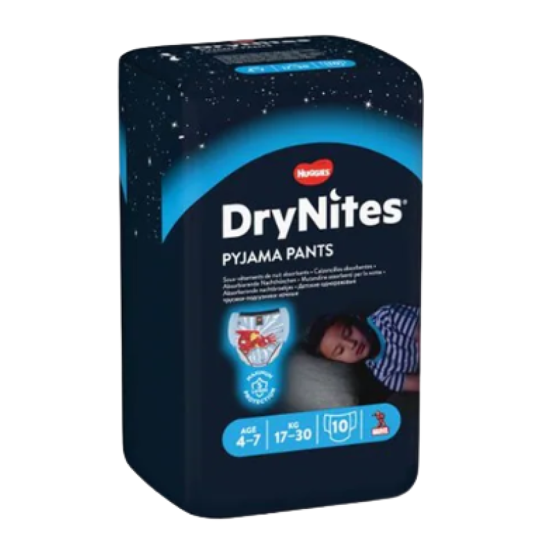 HUGGIES DRYNITES BOY 4-7yrs PYJAMA PANTS 17-30kgs 10's