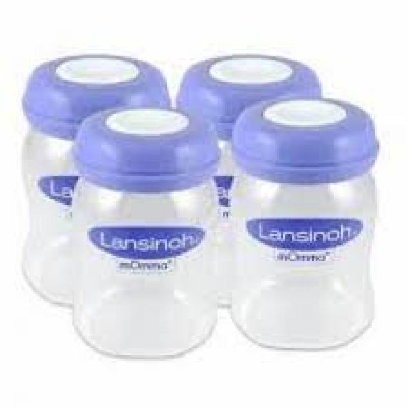 LANSINOH PLASTIC MILK STORAGE BOTTLES 4PCS